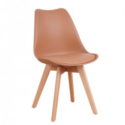 Καρέκλα ArteLibre GROUGH Cappuccino PP/PU/Ξύλο 49x56x83cm