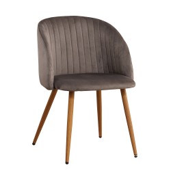 Καρέκλα ArteLibre KINGFISHER Σκούρο Γκρι Βελούδο/Μέταλλο/Ξύλο 54x55x83cm
