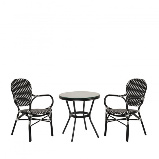 Σετ Τραπεζαρία Κήπου ArteLibre BURUNDI Μαύρο Αλουμίνιο/Γυαλί Με 2 Καρέκλες 14990233