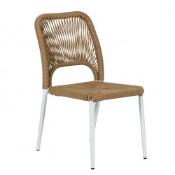 Καρέκλα Κήπου ArteLibre TINKISSO Λευκό/Φυσικό Αλουμίνιο/Rattan 45x63x82cm