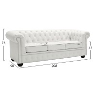 ΚΑΝΑΠΕΣ 3ΘΕΣΙΟΣ T.CHESTERFIELD HM3009.02 ΤΕΧΝΟΔΕΡΜΑ ΛΕΥΚΟ ΜΑΤ 208x90x73 εκ.