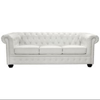 ΚΑΝΑΠΕΣ 3ΘΕΣΙΟΣ T.CHESTERFIELD HM3009.02 ΤΕΧΝΟΔΕΡΜΑ ΛΕΥΚΟ ΜΑΤ 208x90x73 εκ.
