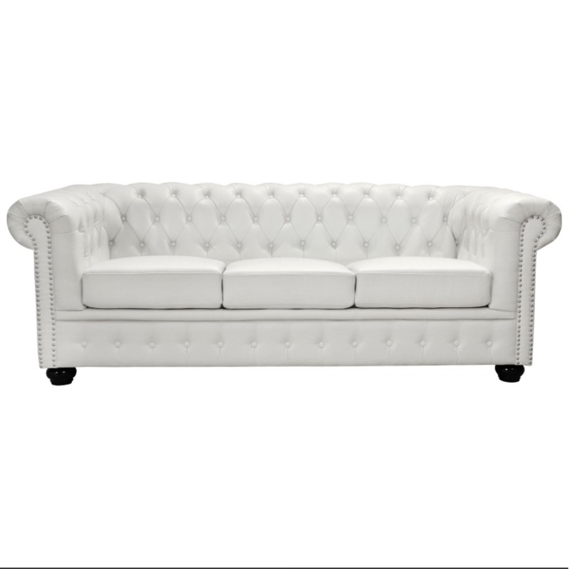 ΚΑΝΑΠΕΣ 3ΘΕΣΙΟΣ T.CHESTERFIELD HM3009.02 ΤΕΧΝΟΔΕΡΜΑ ΛΕΥΚΟ ΜΑΤ 208x90x73 εκ.
