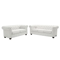 ΚΑΝΑΠΕΣ 3ΘΕΣΙΟΣ T.CHESTERFIELD HM3009.02 ΤΕΧΝΟΔΕΡΜΑ ΛΕΥΚΟ ΜΑΤ 208x90x73 εκ.