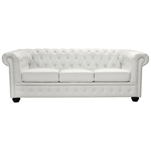ΚΑΝΑΠΕΣ 3ΘΕΣΙΟΣ T.CHESTERFIELD HM3009.02 ΤΕΧΝΟΔΕΡΜΑ ΛΕΥΚΟ ΜΑΤ 208x90x73 εκ.