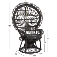 ΠΟΛΥΘΡΟΝΑ ROYAL PEACOCK HM9342.03 RATTAN ΜΑΥΡΟ-ΜΑΞΙΛΑΡΙ ΜΑΥΡΟ 114x72x150Yεκ.