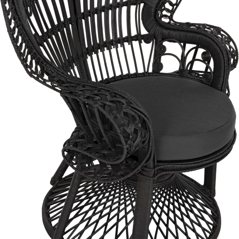 ΠΟΛΥΘΡΟΝΑ ROYAL PEACOCK HM9342.03 RATTAN ΜΑΥΡΟ-ΜΑΞΙΛΑΡΙ ΜΑΥΡΟ 114x72x150Yεκ.