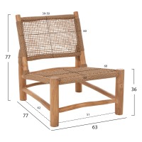ΚΑΡΕΚΛΑ LONDER HM5986 ΞΥΛΟ TEAK ΣΕ ΦΥΣΙΚΟ ΚΑΙ ΣΥΝΘΕΤΙΚΟ RATTAN 63x77x77Υεκ.