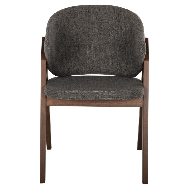 Σετ-2Τεμ.ΚΑΡΕΚΛΑ HANA HM9746.02 RUBBERWOOD ΣΕ ΚΑΡΥΔΙ ΧΡΩΜΑ-ΓΚΡΙ ΥΦΑΣΜΑ 55x60x84Yεκ.