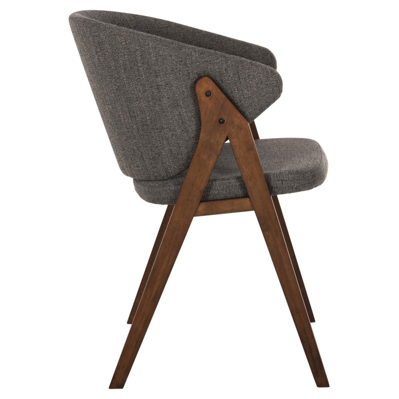 Σετ-2Τεμ.ΚΑΡΕΚΛΑ HANA HM9746.02 RUBBERWOOD ΣΕ ΚΑΡΥΔΙ ΧΡΩΜΑ-ΓΚΡΙ ΥΦΑΣΜΑ 55x60x84Yεκ.