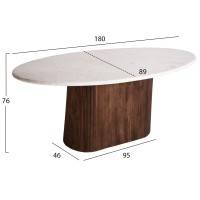 ΤΡΑΠΕΖΙ ΤΡΑΠΕΖΑΡΙΑΣ ΟΒΑΛ PURGER HM9715 ΜΑΣΙΦ MANGO-ΛΕΥΚΟ ΜΑΡΜΑΡΟ 180x89x76Υεκ.