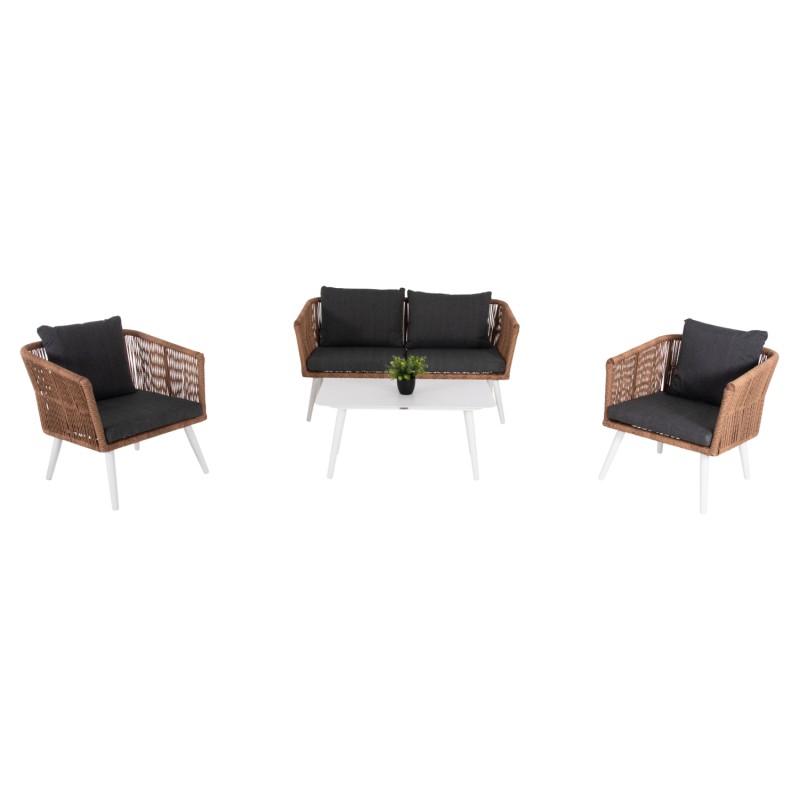 ΣΑΛΟΝΙ ΕΞ.ΧΩΡΟΥ 4ΤΜΧ FREJA HM6057.01 ΑΛΟΥΜ. ΛΕΥΚΟ-PE RATTAN ΜΠΕΖ-ΑΝΘΡΑΚΙ ΜΑΞΙΛΑΡΙΑ