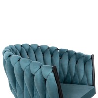 Σετ-2Τεμ.ΠΟΛΥΘΡΟΝΑΚΙ LUANDA HM8741.05 ΤΙΡΚΟΥΑΖ ΒΕΛΟΥΔΟ-ΜΑΥΡΑ ΜΕΤΑΛΛΙΚΑ ΠΟΔΙΑ 62x54x79Υεκ.