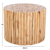 ΤΡΑΠΕΖΙ ΣΑΛΟΝΙΟΥ ΣΤΡΟΓΓΥΛΟ COOTER HM9864 ΚΛΑΔΙΑ TEAK-ΦΥΣΙΚΟ Φ60,5x46Υεκ.