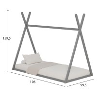 ΚΡΕΒΑΤΙ ΠΑΙΔΙΚΟ MUNK HM681.05 τ.MONTESSORI ΜΑΣΙΦ ΞΥΛΟ ΠΕΥΚΟΥ ΓΚΡΙ- 190x90εκ