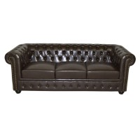 ΣΕΤ ΣΑΛΟΝΙ 2/ΘΕΣΙΟ & 3/ΘΕΣΙΟ CHESTERFIELD ΣΚΟΥΡΟ ΚΑΦΕ