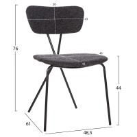 Σετ-4Τεμ.ΚΑΡΕΚΛΑ DORY HM9855.04 ΜΕΤΑΛΛΙΚΟΣ ΣΚΕΛΕΤΟΣ ΜΑΥΡΟΣ-ΣΚΟΥΡΟ ΓΚΡΙ ΥΦΑΣΜΑ 48,5x61x76Υεκ.