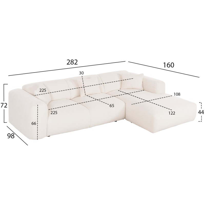 ΚΑΝΑΠΕΣ ΓΩΝΙΑ BRICKEN HM3275.02R ΛΕΥΚΟ ΥΦΑΣΜΑ 110-282x98-160x72Υεκ.
