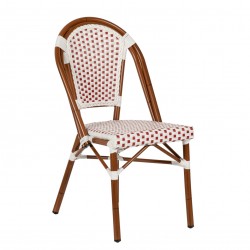 Καρέκλα Κήπου ArteLibre MUTARAZI Λευκό/Κόκκινο/Μπαμπού Αλουμίνιο/Rattan 50x57x85cm