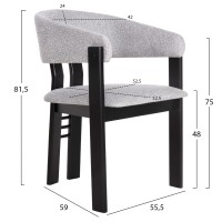 Σετ-2Τεμ.ΚΑΡΕΚΛΑ ZARRA HM9970.02 RUBBERWOOD ΣΕ ΜΑΥΡΟ-ΑΝΟΙΧΤΟ ΓΚΡΙ ΥΦΑΣΜΑ 55,5x59x81,5Υεκ