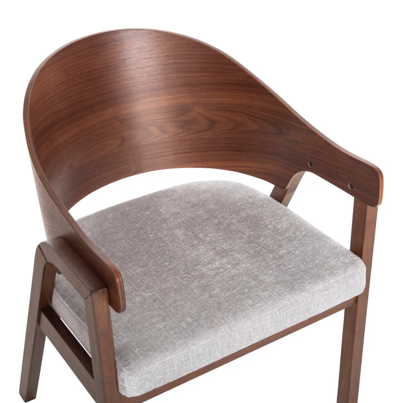 Σετ-2Τεμ.ΚΑΡΕΚΛΑ NERO HM9972 RUBBERWOOD ΣΕ ΚΑΡΥΔΙ-ΓΚΡΙ ΥΦΑΣΜΑ ΚΑΘΙΣΜΑ 56x56x78Yεκ.