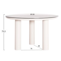 ΤΡΑΠΕΖΙ ΑΛΟΥΜΙΝΙΟΥ DOSUN HM6201.02 ΚΡΕΜ ΣΚΕΛΕΤΟΣ-3D PRINT ΓΥΑΛΙ-ΚΕΡΑΜΙΚΟ LOOK Φ120εκ