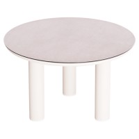 ΤΡΑΠΕΖΙ ΑΛΟΥΜΙΝΙΟΥ DOSUN HM6201.02 ΚΡΕΜ ΣΚΕΛΕΤΟΣ-3D PRINT ΓΥΑΛΙ-ΚΕΡΑΜΙΚΟ LOOK Φ120εκ