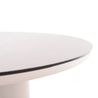 ΤΡΑΠΕΖΙ ΑΛΟΥΜΙΝΙΟΥ DOSUN HM6201.02 ΚΡΕΜ ΣΚΕΛΕΤΟΣ-3D PRINT ΓΥΑΛΙ-ΚΕΡΑΜΙΚΟ LOOK Φ120εκ