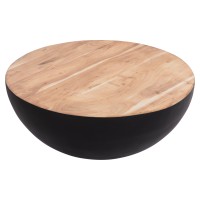 ΔΙΑΚΟΣΜΗΤΙΚΟ ΤΡΑΠΕΖΙ ΣΑΛΟΝΙΟΥ BOWL Φ90X37,5Yεκ. ΜΑΥΡΟ ΜΕ ΞΥΛΟ ΑΚΑΚΙΑΣ HM8717.21