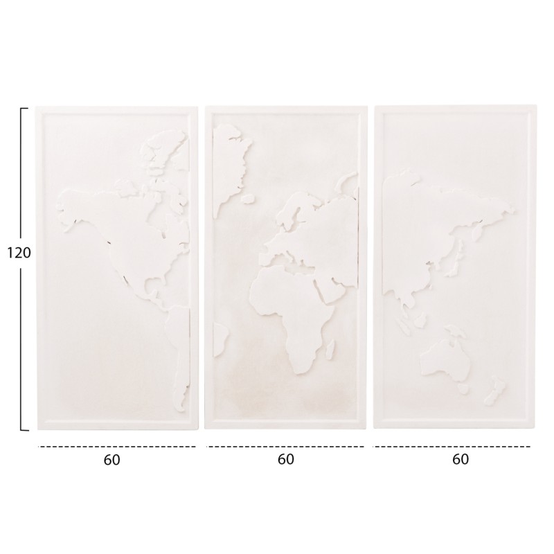 ΠΙΝΑΚΑΣ 3-ΠΤΥΧΟΣ WORLD MAP SANTORINI HM4504 MDF ΣΕ ΥΠΟΛΕΥΚΟ ΧΡΩΜΑ 180x4(πάχος)x120Υεκ.