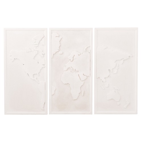 ΠΙΝΑΚΑΣ 3-ΠΤΥΧΟΣ WORLD MAP SANTORINI HM4504 MDF ΣΕ ΥΠΟΛΕΥΚΟ ΧΡΩΜΑ 180x4(πάχος)x120Υεκ.