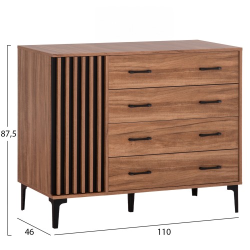 ΣΥΡΤΑΡΙΕΡΑ ΣΕΙΡΑ HARRY HM18009.01 ΜΕΛΑΜΙΝΗ ΣΚΟΥΡΟ ΦΥΣΙΚΟ-ΜΑΥΡΟ 110x46x87,5Υεκ.