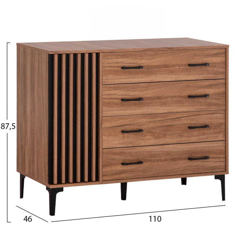ΣΥΡΤΑΡΙΕΡΑ ΣΕΙΡΑ HARRY HM18009.01 ΜΕΛΑΜΙΝΗ ΣΚΟΥΡΟ ΦΥΣΙΚΟ-ΜΑΥΡΟ 110x46x87,5Υεκ.