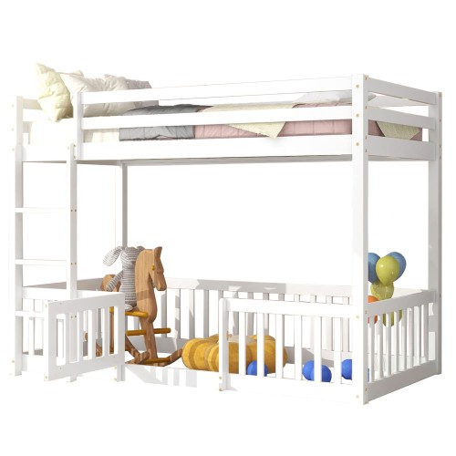 ΠΑΙΔΙΚΗ ΚΟΥΚΕΤΑ τ.MONTESSORI ΜΕ ΠΑΡΚΑΚΙ PLAYKID HM703.03 ΞΥΛΟ ΠΕΥΚΟΥ ΛΕΥΚΟ ΓΙΑ 190x90εκ