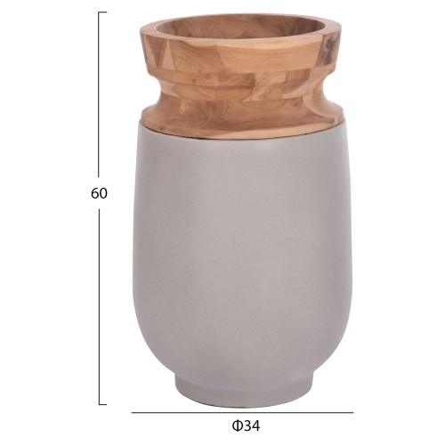 ΔΙΑΚΟΣΜΗΤΙΚΟ ΒΑΖΟ ΔΑΠΕΔΟΥ LINTER HM4662.03S FIBER CEMENT ΓΚΡΙ--ΞΥΛΟ ΤΕΑΚ Φ34x60Υεκ.