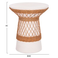 ΒΟΗΘΗΤΙΚΟ ΤΡΑΠΕΖΙ ΣΤΡΟΓΓΥΛΟ DELIA HM18167.02 FIBER CEMENT ΛΕΥΚΟ & RATTAN Φ40x45Υεκ