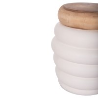 ΣΚΑΜΠΟ PUFFAT HM18172.02 FIBER CEMENT ΛΕΥΚΟ- ΞΥΛΟ TEAK TOP Φ45x46Υεκ.