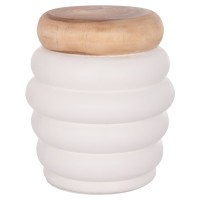 ΣΚΑΜΠΟ PUFFAT HM18172.02 FIBER CEMENT ΛΕΥΚΟ- ΞΥΛΟ TEAK TOP Φ45x46Υεκ.
