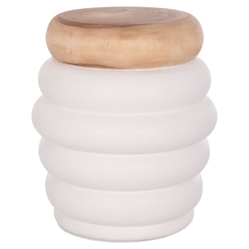 ΣΚΑΜΠΟ PUFFAT HM18172.02 FIBER CEMENT ΛΕΥΚΟ- ΞΥΛΟ TEAK TOP Φ45x46Υεκ.