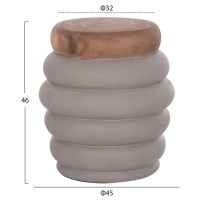 ΣΚΑΜΠΟ PUFFAT HM18172.03 FIBER CEMENT ΓΚΡΙ- ΞΥΛΟ TEAK TOP Φ45x46Υεκ.