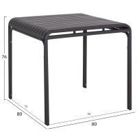 ΤΡΑΠΕΖΙ ΤΕΤΡΑΓΩΝΟ ΑΛΟΥΜΙΝΙΟΥ RACHEL HM6338.01 ΓΚΡΙ 80x80x76Υεκ.