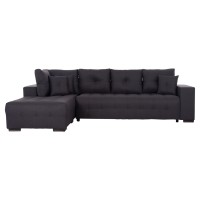 ΓΩΝΙΑΚΟΣ ΚΑΝΑΠΕΣ-ΚΡΕΒΑΤΙ ΜΕ ΑΠΟΘ.ΧΩΡΟ TRENDSTON HM3302.01L ΓΚΡΙ ΥΦΑΣΜΑ 298x177x95Υεκ
