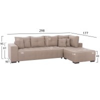 ΓΩΝΙΑΚΟΣ ΚΑΝΑΠΕΣ-ΚΡΕΒΑΤΙ ΜΕ ΑΠΟΘ.ΧΩΡΟ TRENDSTON HM3302.03R ΜΠΕΖ ΥΦΑΣΜΑ 298x177x95Υεκ