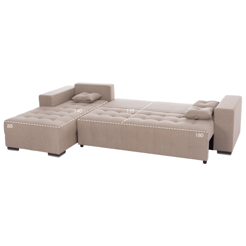 ΓΩΝΙΑΚΟΣ ΚΑΝΑΠΕΣ-ΚΡΕΒΑΤΙ ΜΕ ΑΠΟΘ.ΧΩΡΟ TRENDSTON HM3302.03L ΜΠΕΖ ΥΦΑΣΜΑ 298x177x95Υεκ