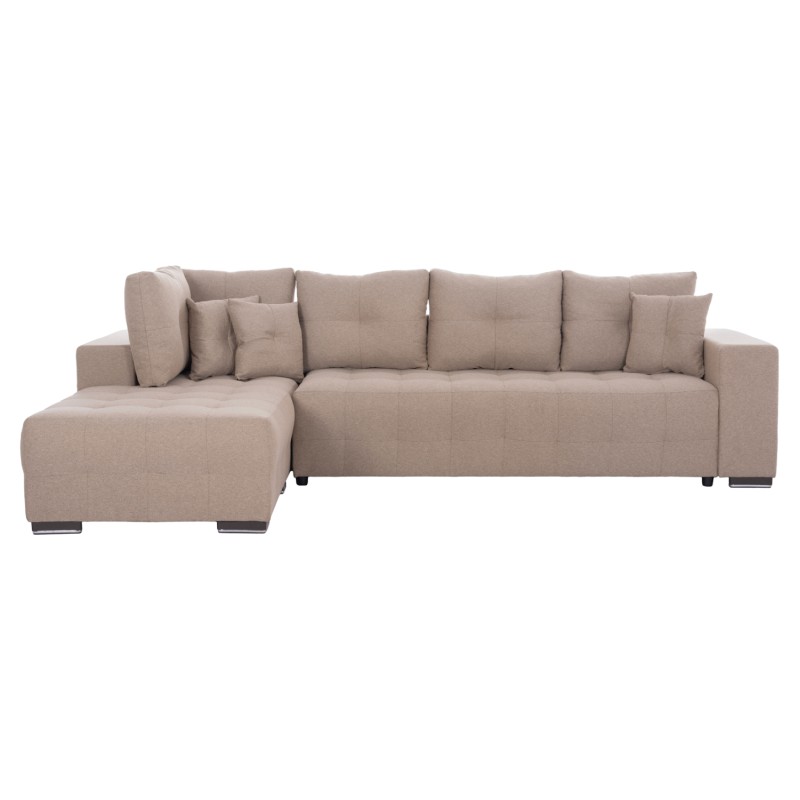 ΓΩΝΙΑΚΟΣ ΚΑΝΑΠΕΣ-ΚΡΕΒΑΤΙ ΜΕ ΑΠΟΘ.ΧΩΡΟ TRENDSTON HM3302.03L ΜΠΕΖ ΥΦΑΣΜΑ 298x177x95Υεκ