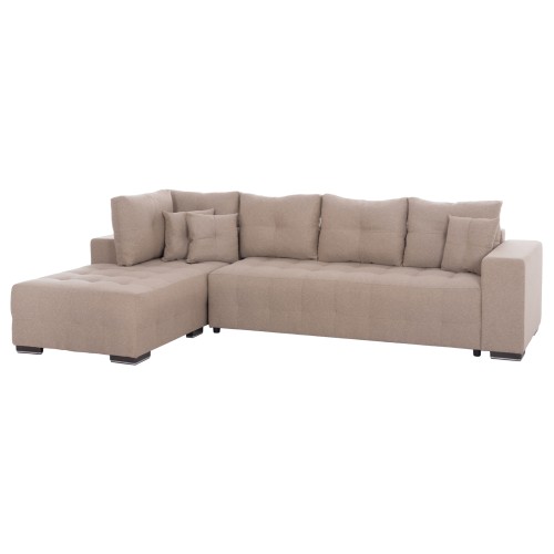 ΓΩΝΙΑΚΟΣ ΚΑΝΑΠΕΣ-ΚΡΕΒΑΤΙ ΜΕ ΑΠΟΘ.ΧΩΡΟ TRENDSTON HM3302.03L ΜΠΕΖ ΥΦΑΣΜΑ 298x177x95Υεκ