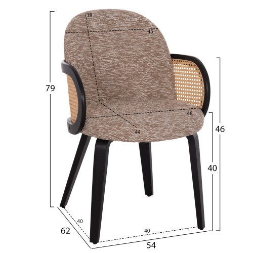 Σετ-2Τεμ.ΠΟΛΥΘΡΟΝΑ ΤΡΑΠΕΖΑΡΙΑΣ BECKER HM18246.03 PLYWOOD ΜΑΥΡΟ--ΚΑΦΕ ΥΦΑΣΜΑ 54x62x79Υεκ.