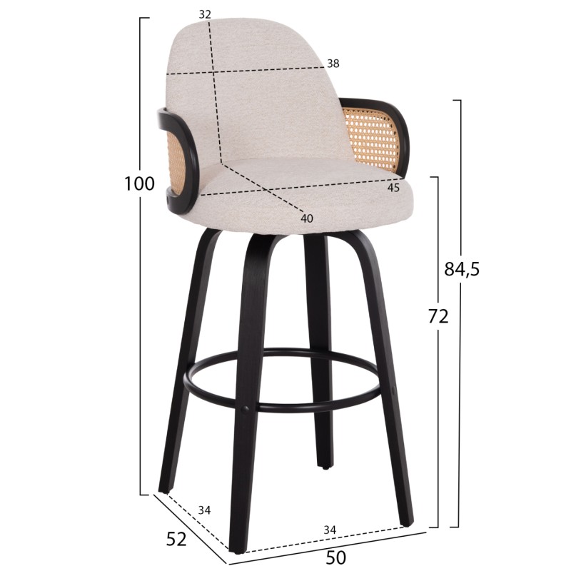 Σετ-2Τεμ.ΣΚΑΜΠΟ ΜΠΑΡ ΠΕΡΙΣΤΡΕΦΟΜΕΝΟ BECKER HM18251.02 PLYWOOD ΜΑΥΡΟ--ΕΚΡΟΥ ΥΦΑΣΜΑ 50x52x100Υ