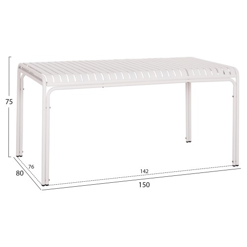 ΤΡΑΠΕΖΙ ΑΛΟΥΜΙΝΙΟΥ RACHEL HM6339.02 ΛΕΥΚΟ 150x80x75Υεκ.