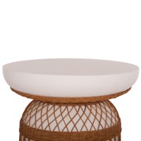 ΒΟΗΘΗΤΙΚΟ ΤΡΑΠΕΖΙ PRILEP HM18159.02 FIBER CEMENT ΛΕΥΚΟ & RATTAN--Φ60x76,5Υεκ